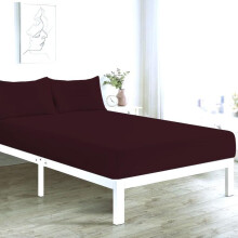(Wine, Double) Extra Deep Fitted Bed Sheets 16"/40cm Deep Pockets With Elasticated Corners | Bedding & Linen Easy Iron All Seasons 52% Polyester 48% Cotton