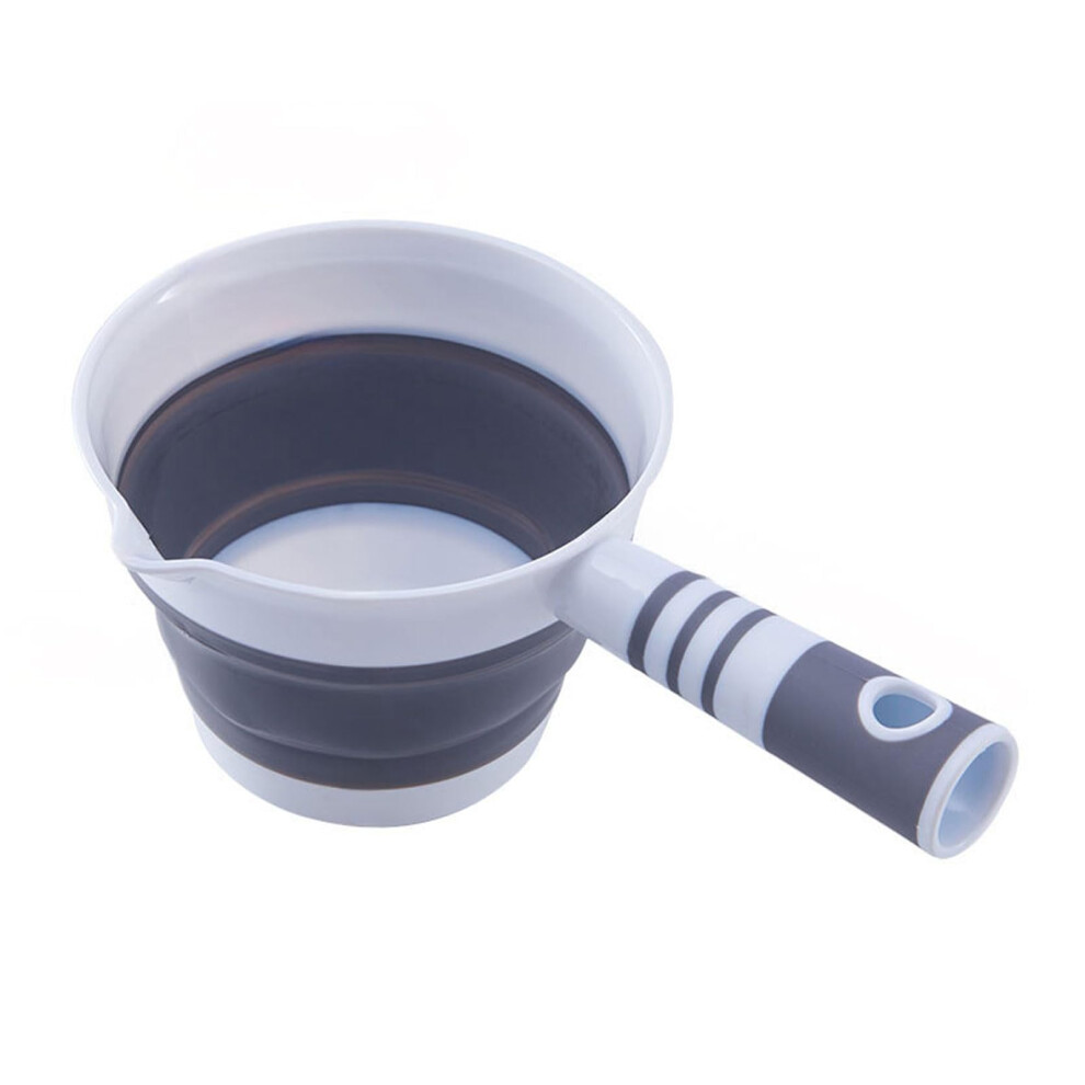 Foldable Water Scoops For Kids Bathing And Kitchen Use Food Grade Plastic Long Handle Grey