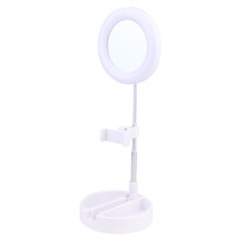 luz led con anillo, lámpara ajustable con soporte para teléfono blanco