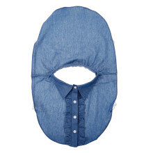 Blauw Katoenen Decoratieve Nepkraag Losse Shirtkraag