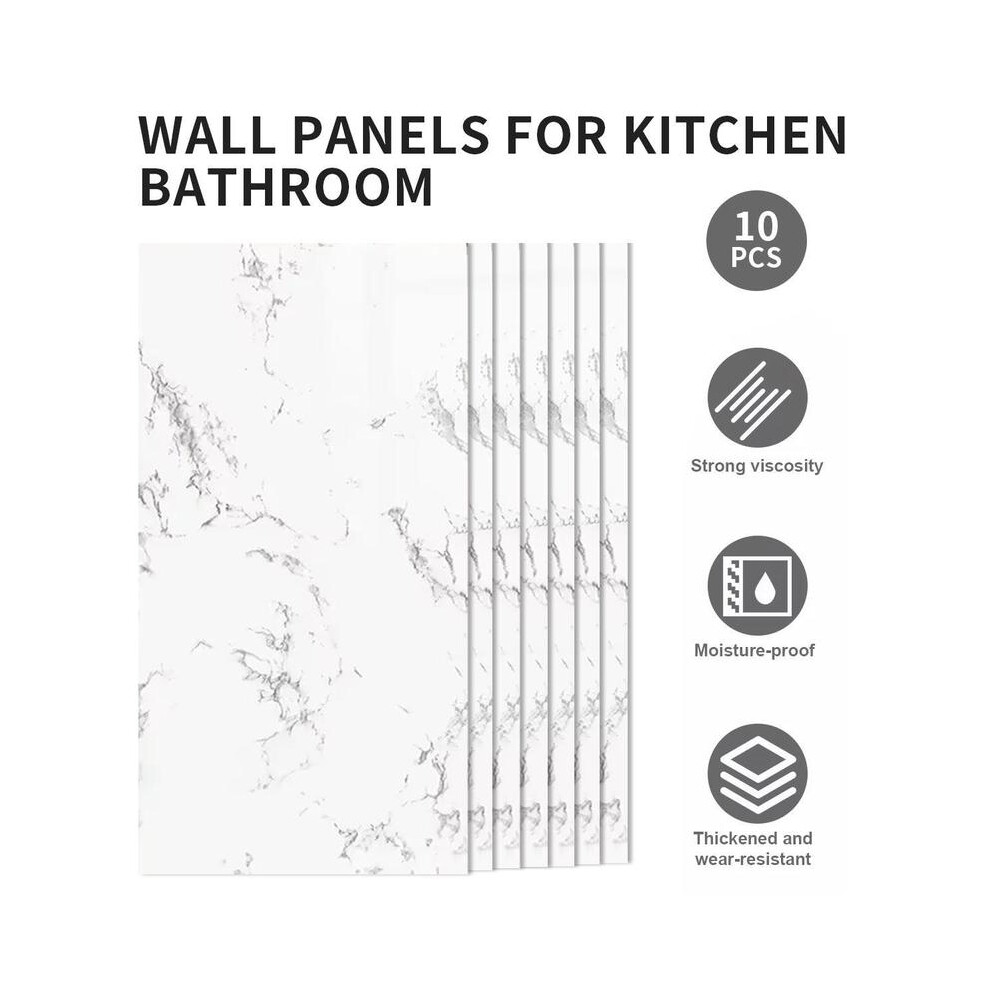 (M) 10 Packs Self-Adhesive Marble Pvc Cladding Wall Panels For Kitchen Bathroom Adhesive Wall Tiles Peel Stick Wallpaper 3D Wall Stickers 5021832417984