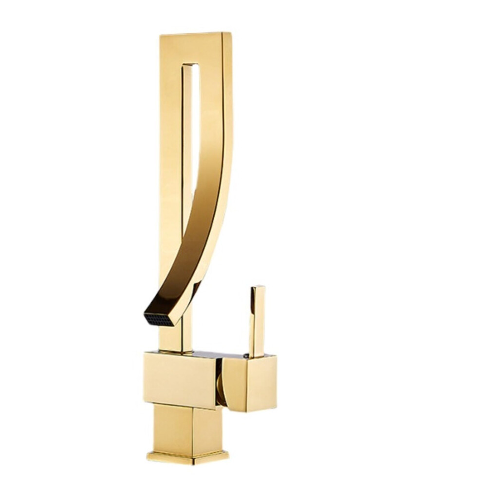 Black Brass Sink Faucet Single Hole Rotary Mixing Basin Tap Gold Kitchen Mixer 9393856791651