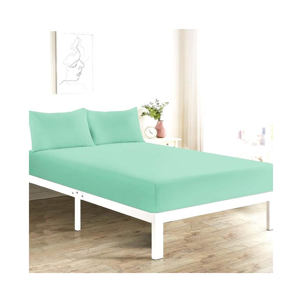 (Mint, Bunk Bed Fitted Sheet) Fitted Sheet 25cm Deep Single Double King Super King Sizes Polycotton Wrinkle Fade Shrink Resistant Fitted Sheets Ultra-image-OPC-PKJDRCN-NEW