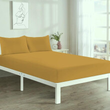 (Mustard, Single Fitted Sheet) Fitted Sheet 25cm Deep Single Double King Super King Sizes Polycotton Wrinkle Fade Shrink Resistant Fitted Sheets Ultra Soft Polycotton All