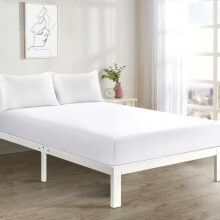 (White, Double Fitted Sheet) Fitted Sheet 25cm Deep Single Double King Super King Sizes Polycotton Wrinkle Fade Shrink Resistant Fitted Sheets Ultra Soft Polycotton All