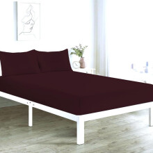 (Wine, Double Fitted Sheet) Fitted Sheet 25cm Deep Single Double King Super King Sizes Polycotton Wrinkle Fade Shrink Resistant Fitted Sheets Ultra Soft Polycotton All