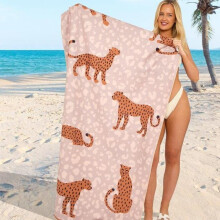 (Cheetah) Sand Free Jumbo Beach Towels Quick Dry Extra Large Bath Towel Lightweight Stripes and Printed Designs Holiday Towels Microfiber Sun lounging