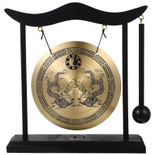 gong in rame con mazzuolo, ornamento cinese artigianale