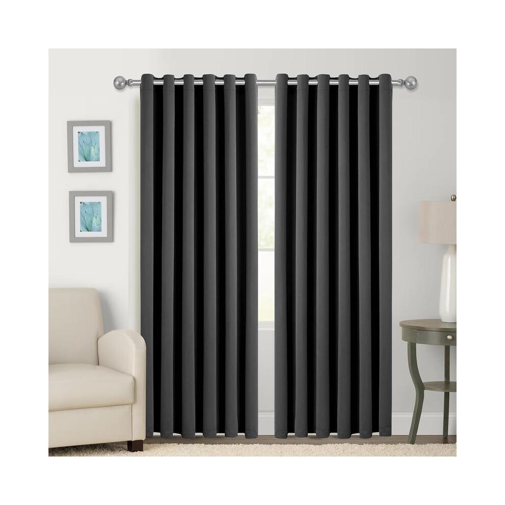 (Black, 90x90) Blackout Eyelet Curtains for Bedroom - Thermal Insulated - Noise Reducing - Light Reducing Super Soft - Privacy -2 Panel with Two Tie B-image-OPC-PKJDWY6-NEW