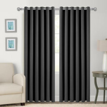 (Dark Grey, 66x72) Blackout Eyelet Curtains for Bedroom - Thermal Insulated - Noise Reducing - Light Reducing Super Soft - Privacy -2 Panel with Two Tie Backs