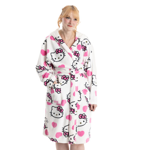 Hello Kitty (Large) Hello Kitty Hooded Bathrobe (Womens Multicoloured) 2