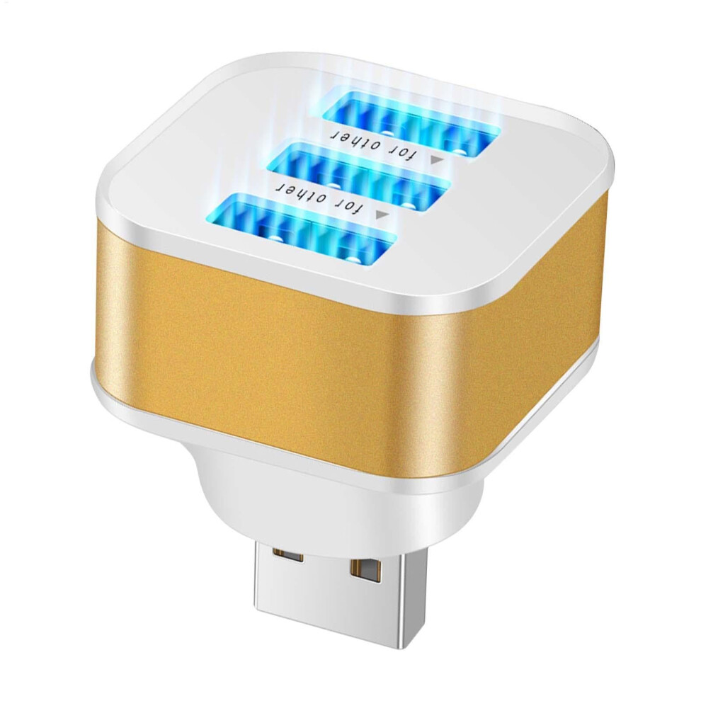 Usb Splitter For Laptop 3-Port Usb 2.0 Hub Compact Usb Multiport Adapter Portable Charging And Data Transfer Gold 9084446972832