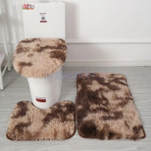 (01 coffee) Bathroom Non-Slip Carpet Set Pedestal Rug+Lid Toilet Seat Cover+Bath Mat Pad NEW