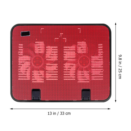 14 inch laptop koelmat met 5v usb ventilator van rood metaal 1