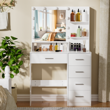 Small Dresser With LED Lights Mirror & 5 Drawers