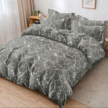 (Marble Grey-Silver Bedding, King) 4PCS Marble Bedding Set with Gold and Silver Theme – Fitted Sheet, Duvet Cover & Pillowcases