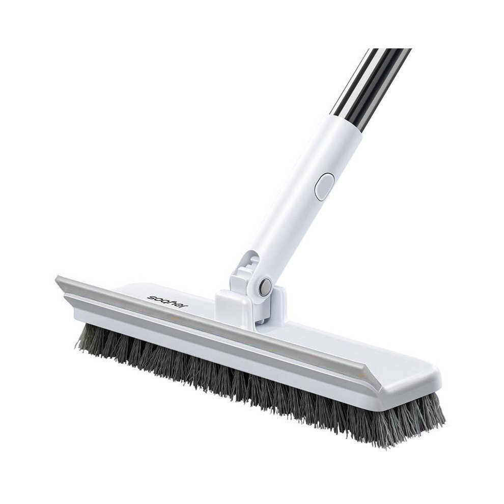 (Off Trim) Long Handle Scrub Brush, Stiff Bristle Floor Scrubber, Floor Scrubbing Brush, Household Cleaning Tool For Bathroom, Carpet, Wal White/Gray