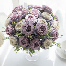 (Purple, one-size) Artificial Rose Bouquet for Romantic Decor, 1 Piece Faux Flower For Flower Arrangement, Silk Cloth Flower For Home & Wedding Party Decor,