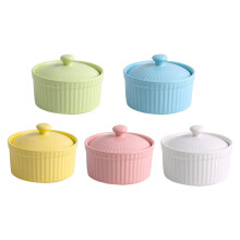 5-teiliges Keramik-Soufflé-Set mit Deckel, bunt sortiert