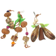 2Pcs Safe Sturdy Wooden Parrot Chewing Toy Hanging Bird Plaything