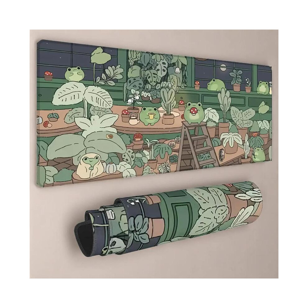 (Multicolor, 31.5*15.7Inches(80X40cm)) Frog Pattern Mouse Pad, Large Gaming Mouse Pad, Keyboard Desk Mat, Non-Slip Rubber Base Mouse Pad, Stitched Ed 5021832413825