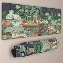 (Multicolor,  35.4*15.7inches(90X40cm)) Frog Pattern Mouse Pad, Large Gaming Mouse Pad, Keyboard Desk Mat, Non-slip Rubber Base Mouse Pad, Stitched Edges Keyboard Desk Pad for