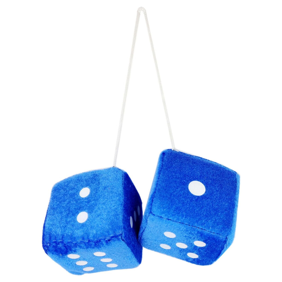 Fluffy Dice For Car, 7X7 Cm, Pair Furry Car Dice, Hanging Furry Dice, Personalised Car Accessories Blue 9354506782054