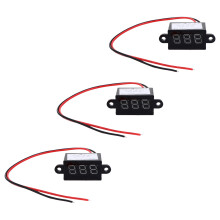 3Pcs Black Plastic Mini Digital Dc Voltmeter for Motorbike Use