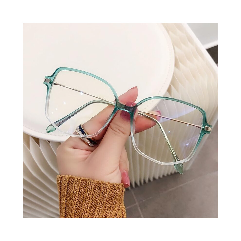 Blue/Light/Green Oversized Fashion Reading Glasses Anti Computer Eyewear Diopter +3.50 Fatigue Relief Flat Mirror
