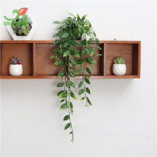 (Green, Small) Artificial Decorative Plant Pot for Ramadan Decor (1 Count), Simulated Plant Vine Ornaments, Hanging Plant for Home Garden Yard Decor, Home