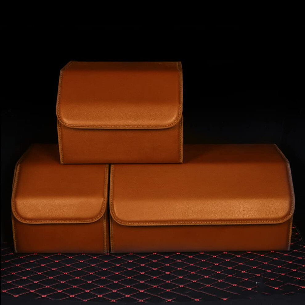 Car Collapsible Trunk Boot Tidy Storage Organiser Box For Chr Raize Pu Leather Waterproof With Lid Foldable Xl Brown 9354506782498