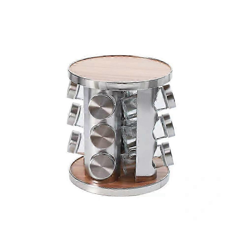 Stainless Steel Multi-Layer Rotating Spice Rack Nordic Style Spice Bottle Set