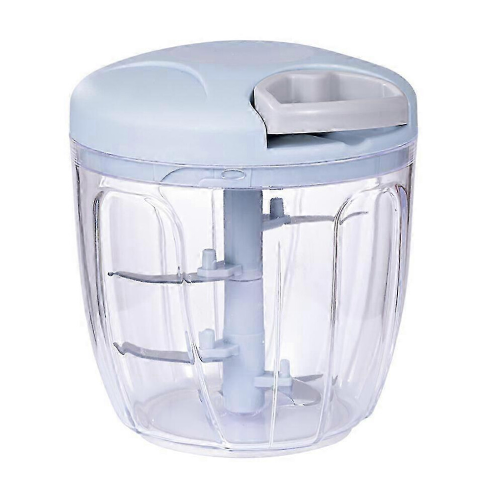 Garlic Chopper 1000Ml, 5 Blades, For Chopping Onions, Pesto, Parsley, Sausage/Nuts, Vanilla, Vegetables, Salad & Fruit (Blue) Blue