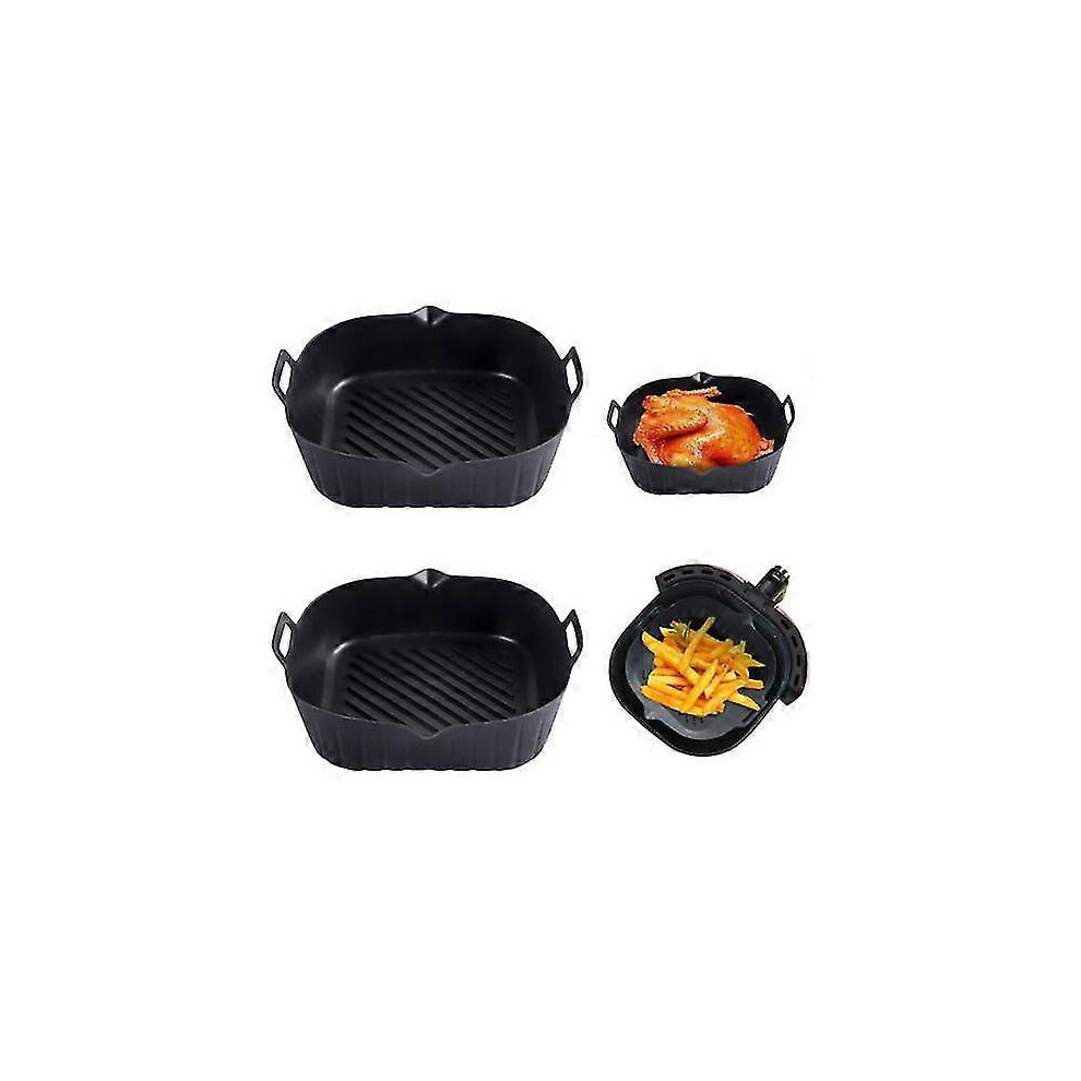 (Black) Silicone Air Fryer Cooking Basket, Non-Stick, Reusable, Microwave Safe Black