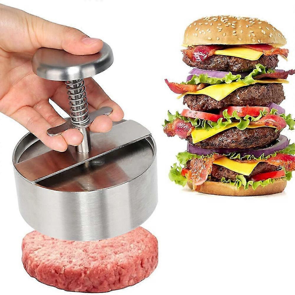 Stainless Steel Manual Hamburger Press Adjustable Burger Press for Ground Steak BBQ Kitchen Tools