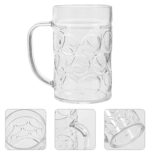 530ml Clear Plastic Beer Mug with Handle, Ideal for Home, Bar or Parties 2