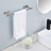 (Silver, 1 Count) Wall Mounted Towel Rack, 1 Piece Stainless Steel Towel Holder without Drilling, Bathroom Towel Rack, Bathroom Organizer, Bathroom Shower