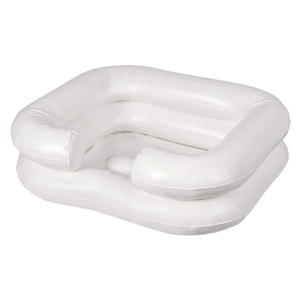 White Deluxe Inflatable Hair Washing Basin Portable Shampoo Basin Nursing Aid For Injured Elderly Disabled Handicapped