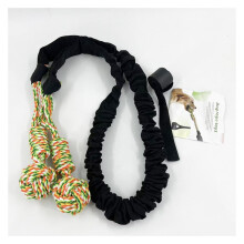 Dog Bungee Toy - Interactive Tug Of War Rope Toy For All Dog Sizes - Outdoor Use On Lawns, Trees And Doors - Black