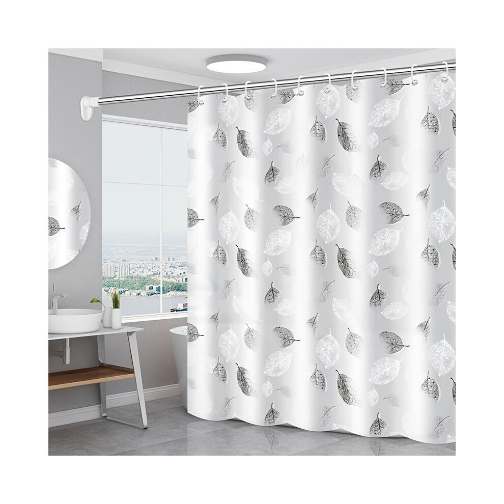 (black and white, 47x71in(120x180cm)) Leaf Pattern Shower Curtain, Waterproof Shower Curtain Liner with Metal Grommets, Shower Curtain Sets, Durable B