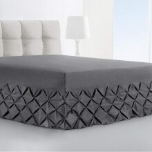 (Charcoal, King) Luxury Pin tuck Valance Sheet 100% Egyptian Cotton 200 Thread Count Extra Deep Fitted Single Double King Super King Bed Size