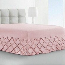 (Soft Pink, Double) Luxury Pin tuck Valance Sheet 100% Egyptian Cotton 200 Thread Count Extra Deep Fitted Single Double King Super King Bed Size