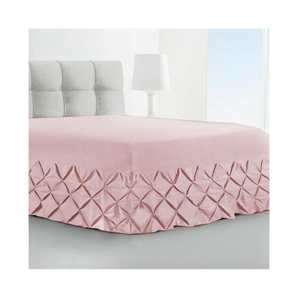 (Soft Pink, Super King) Luxury Pin tuck Valance Sheet 100% Egyptian Cotton 200 Thread Count Extra Deep Fitted Single Double King Super King Bed Size-image-OPC-PKJGMQV-NEW