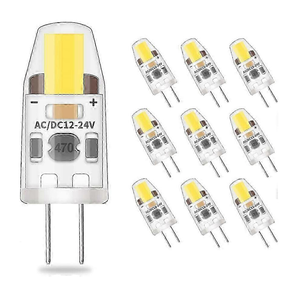 10 Pack Dimmable G4 LED Bulbs, Cool White, 2W Equivalent to 20W Halogen Lamp, 200lm, No Flicker, Energy Saving, AC/DC 12V-24V, G4 Bi-Pin, Angle