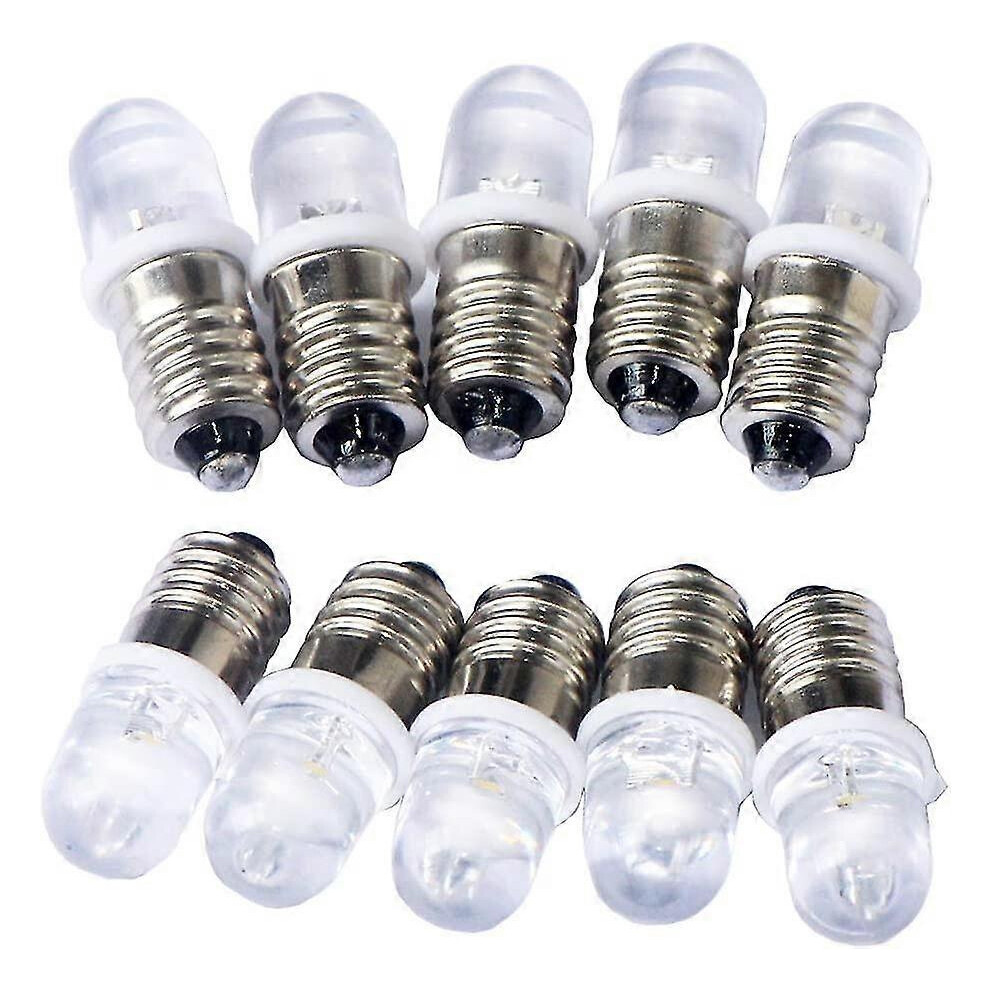 Pack Of 10 E10 3V Led Spot Bulbs, Cool 6000K White