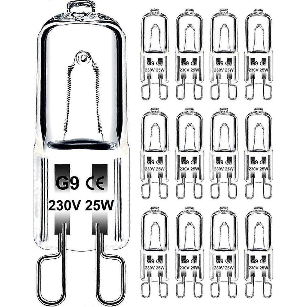 G9 25W 230V Dimmable Warm 300C Tolerance Bulb For Microwave Oven Cooker Ceiling Pack Of 12 White/Light