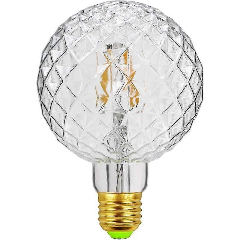 4W 220/240V E27 Vintage Retro Filament Led Bulbs, G95 Crystal Decorative Bulb White