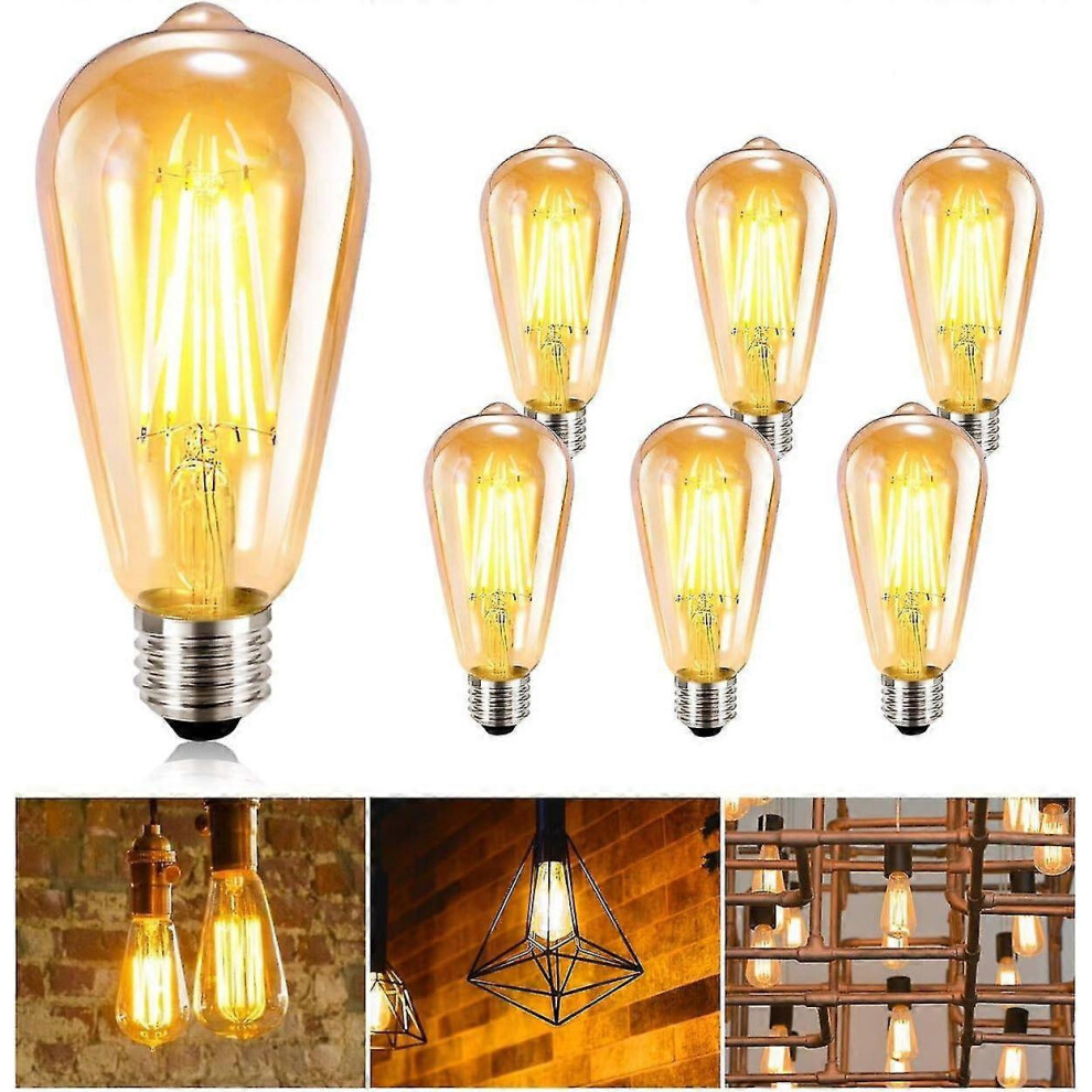 Vintage 2024 Bulbs, 6 E27 Edison Bulbs, Led, Incandescent, Antique Style Light
