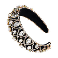 Baroque Rhinestone Headband For Women And Girls Sponge Hairband