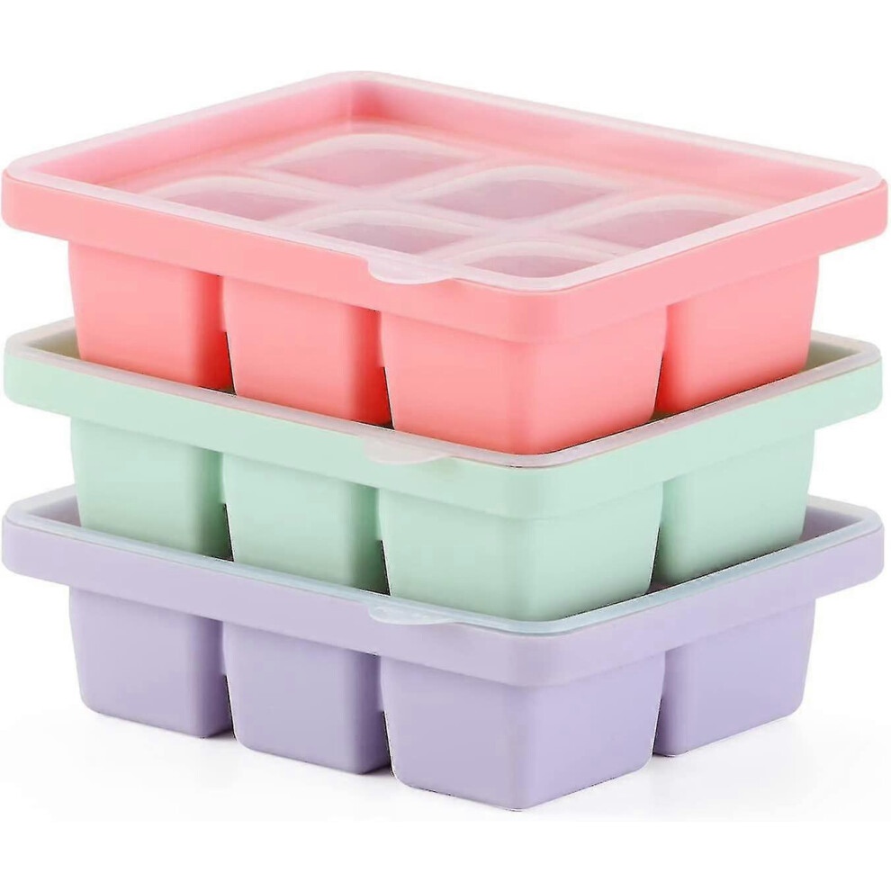 Large Silicone Ice Cube Tray, Easy Release, with Removable Lid, Ideal for Chilled Drinks, Freezer, Baby Food, Whiskey and Cocktails. LFGB